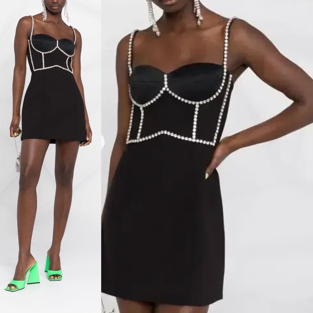 AREA Black Dress with Silver Accents